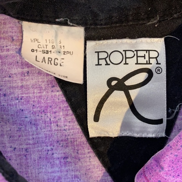 Roper Western Long Sleeve Button Down Shirt: Size Large - Picture 4 of 7